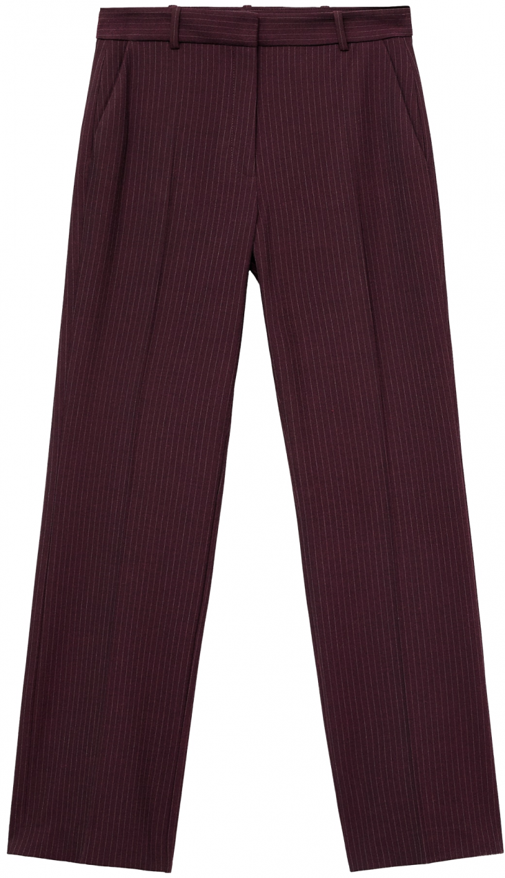 MANGO Nohavice s pukmi 'Bergen'  svetlosivá / vínovo červená