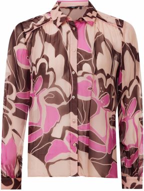 MEXX Blúzka  béžová / tmavohnedá / svetlofialová