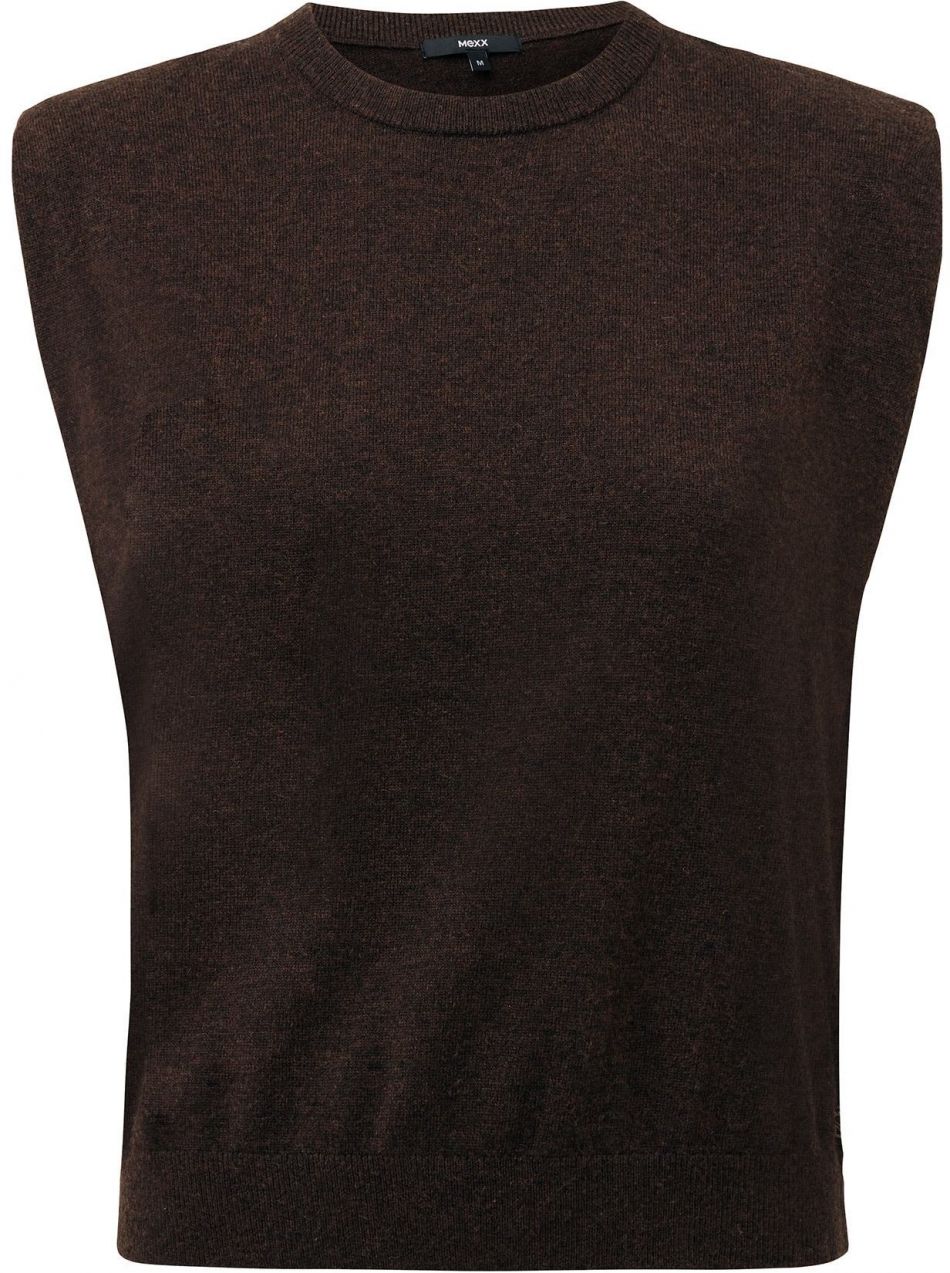 MEXX Vyšívaný top  tmavohnedá