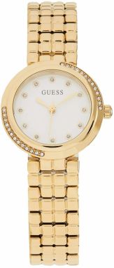 GUESS Analógové hodinky 'CLARA'  zlatá / biela