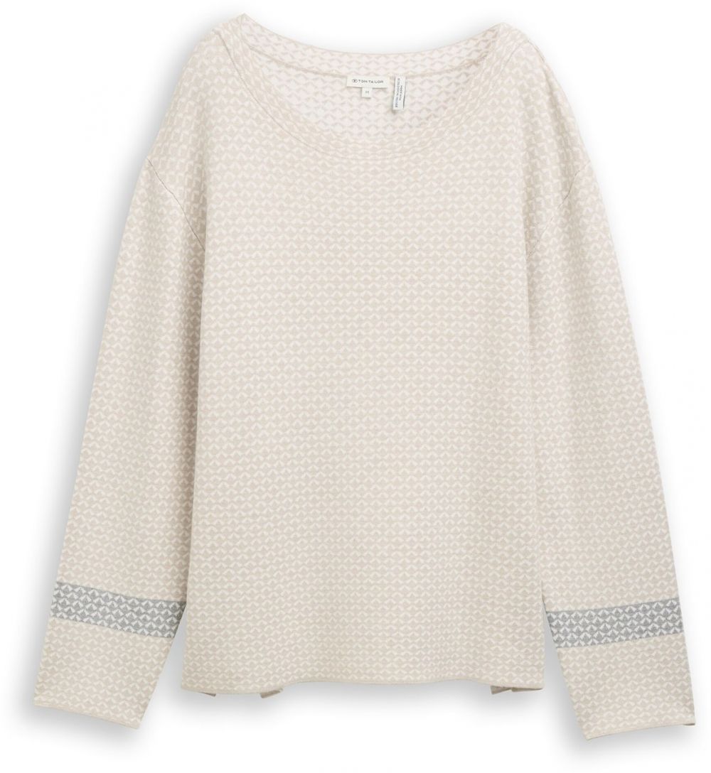 TOM TAILOR Sveter  tmavošedá / biela