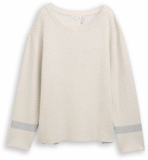 TOM TAILOR Sveter  tmavošedá / biela