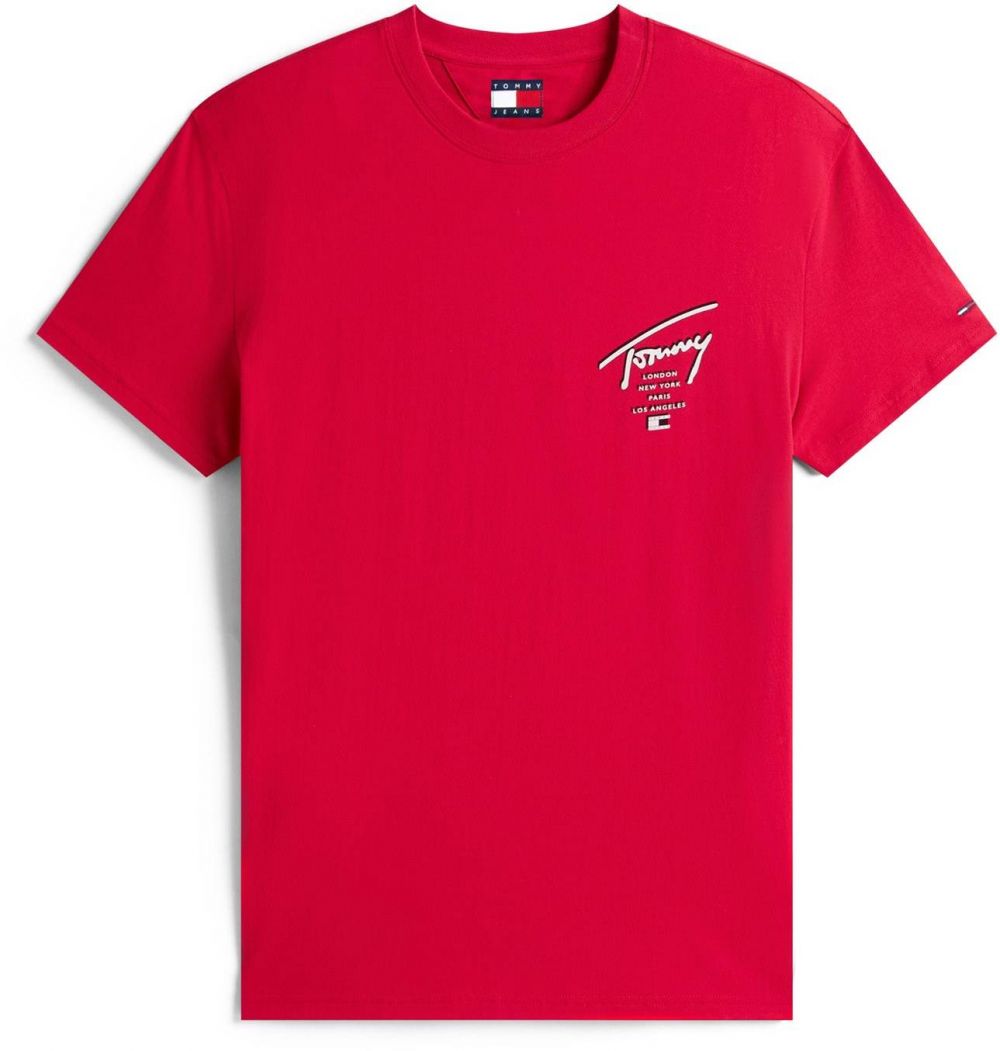Tommy Jeans Tričko 'CITY'  červená / čierna / biela