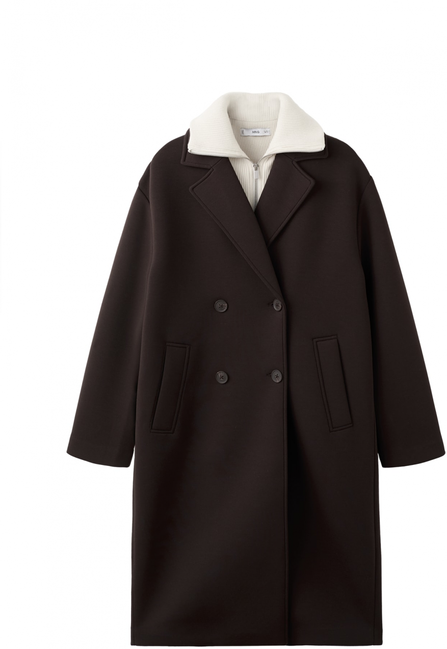 MANGO Prechodný kabát 'Nero'  hnedá / prírodná biela