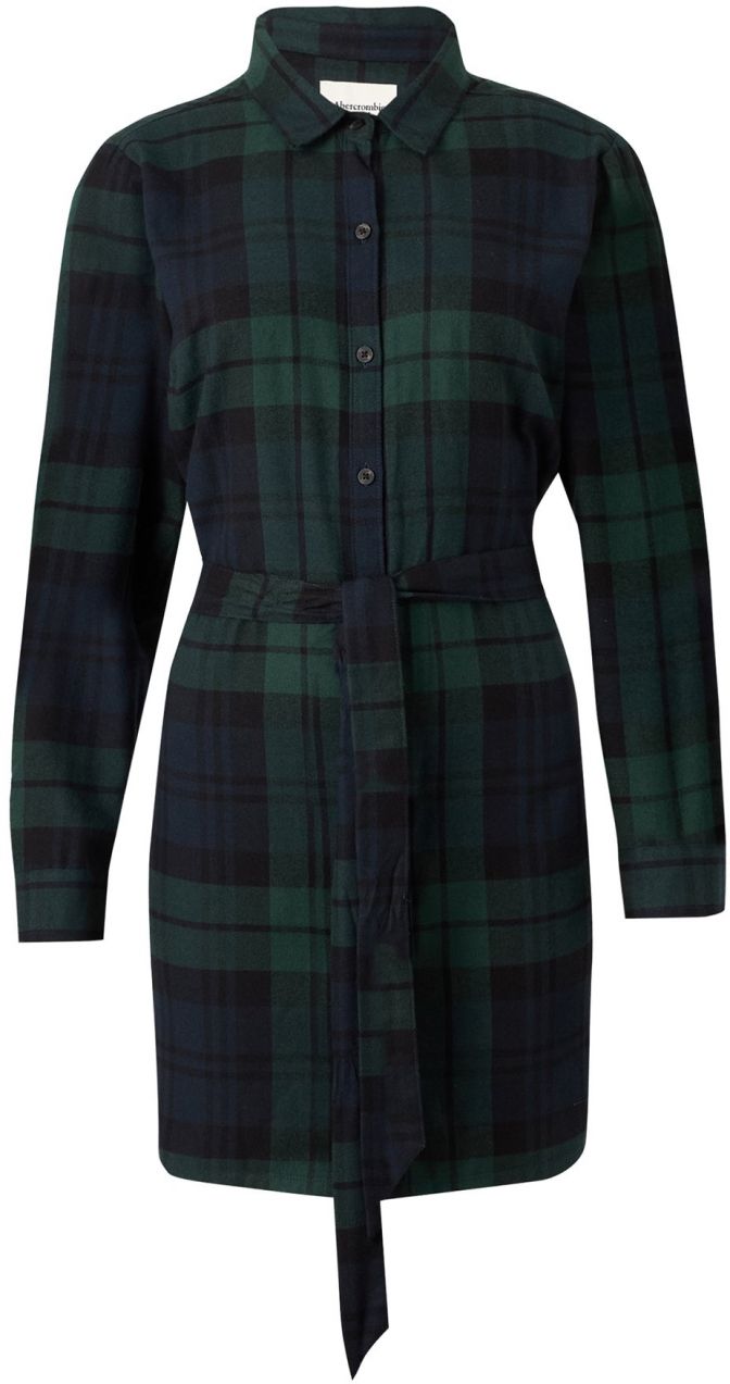 Abercrombie & Fitch Košeľové šaty  námornícka modrá / jedľová / tmavozelená / čierna