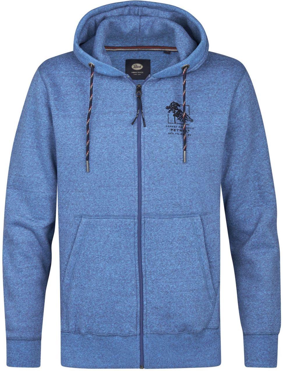 Petrol Industries Tepláková bunda  modrá melírovaná / čierna