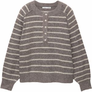 Pull&Bear Sveter  hnedá melírovaná / biela