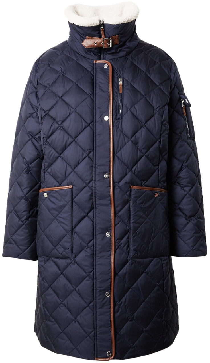 Dámske oblečenie - Dámske oblečenie pre plnoštíhle - Modrá - Lauren Ralph Lauren Plus Zimný kabát  námornícka modrá / hnedá Lauren Ralph Lauren Plus Zimný kabát  námornícka modrá / hnedá