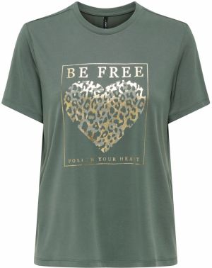 ONLY Tričko 'ONLFREE'  zlatá / jedľová / biela