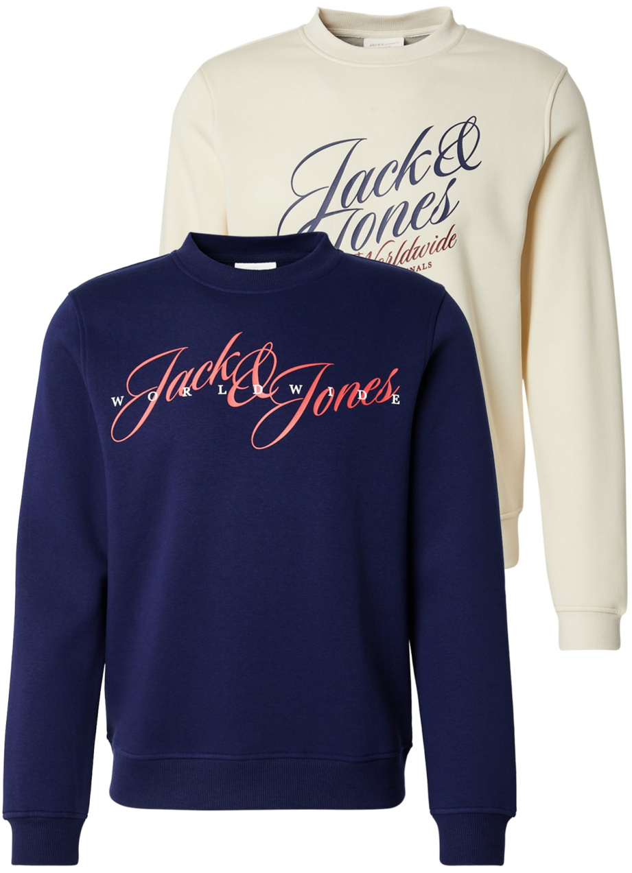 JACK & JONES Mikina 'JORINWOOD'  modrá / biela / biela ako vlna