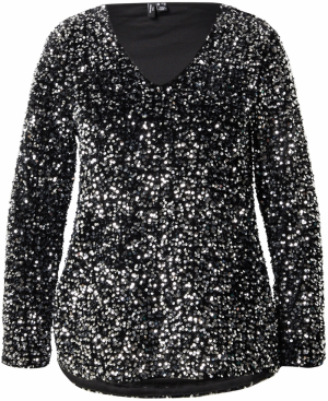 Vero Moda Curve Tričko 'VMCBELLA'  čierna / strieborná