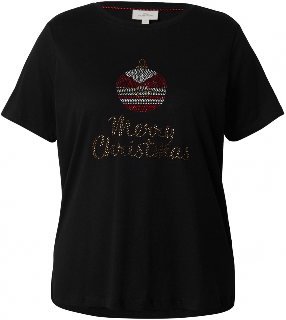 Dámske oblečenie - Dámske oblečenie pre plnoštíhle - Zlatá - ONLY Carmakoma Tričko 'CARKITA XMAS'  zlatá / červená / čierna / biela ONLY Carmakoma Tričko 'CARKITA XMAS'  zlatá / červená / čierna / biela