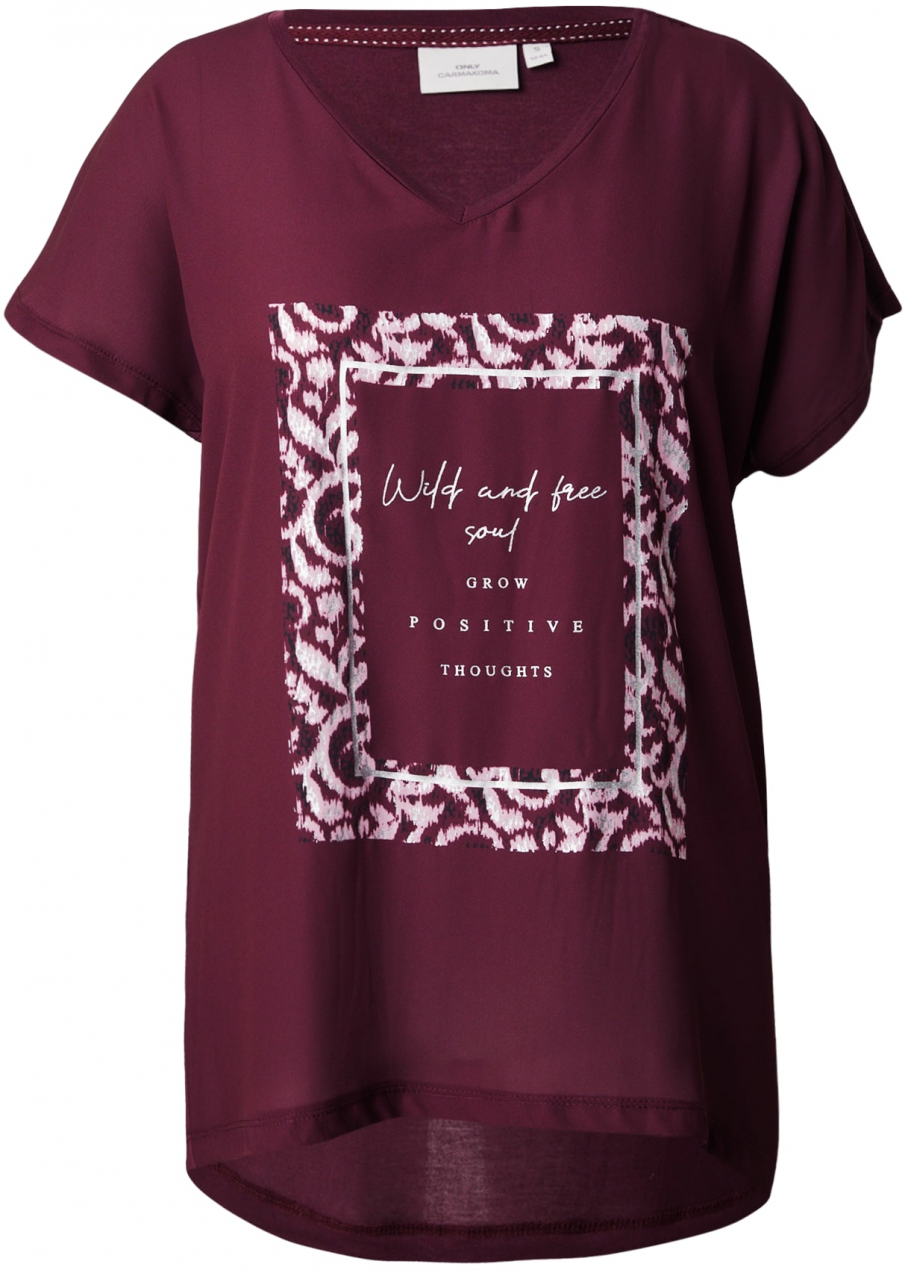 ONLY Carmakoma Tričko 'CARKETTY'  cyklaménová / čierna / strieborná / biela