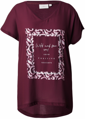 ONLY Carmakoma Tričko 'CARKETTY'  cyklaménová / čierna / strieborná / biela