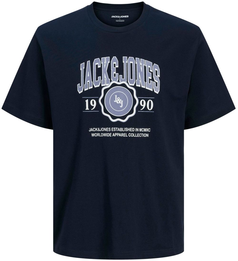 Jack & Jones Plus Tričko 'JJMako'  svetlomodrá / tmavomodrá / biela