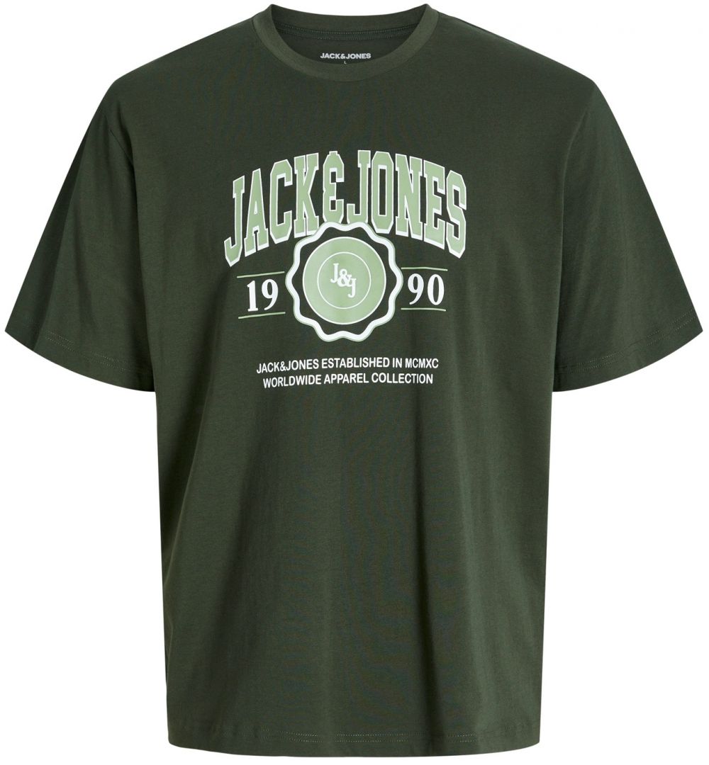 Jack & Jones Plus Tričko 'JJMako'  pastelovo zelená / tmavozelená / biela