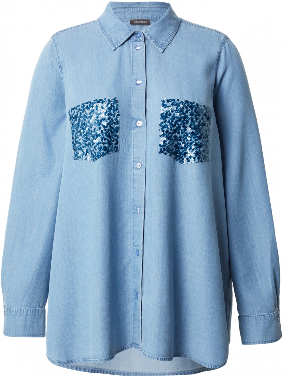 SAMOON Blúzka  modrá / svetlomodrá