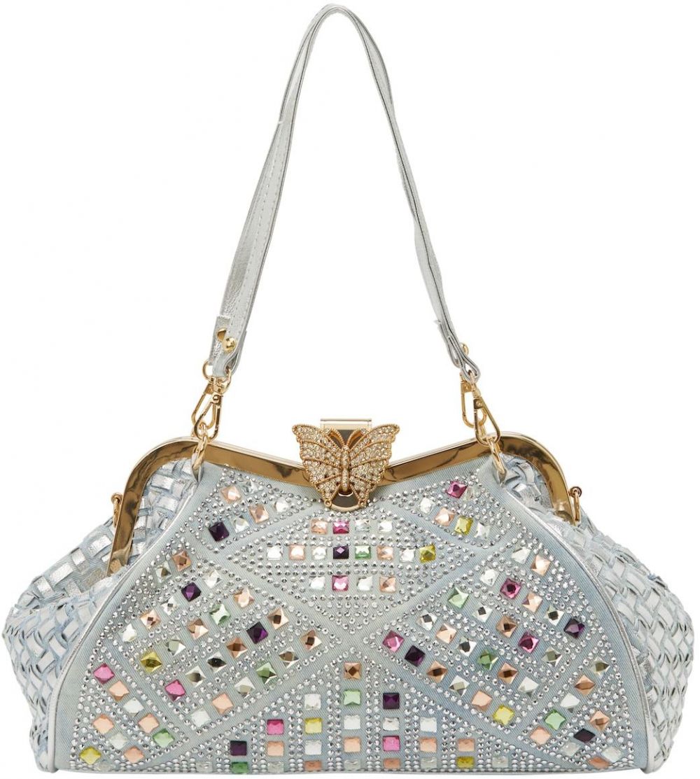 faina Listová kabelka  svetlomodrá / zlatá / fialová / strieborná