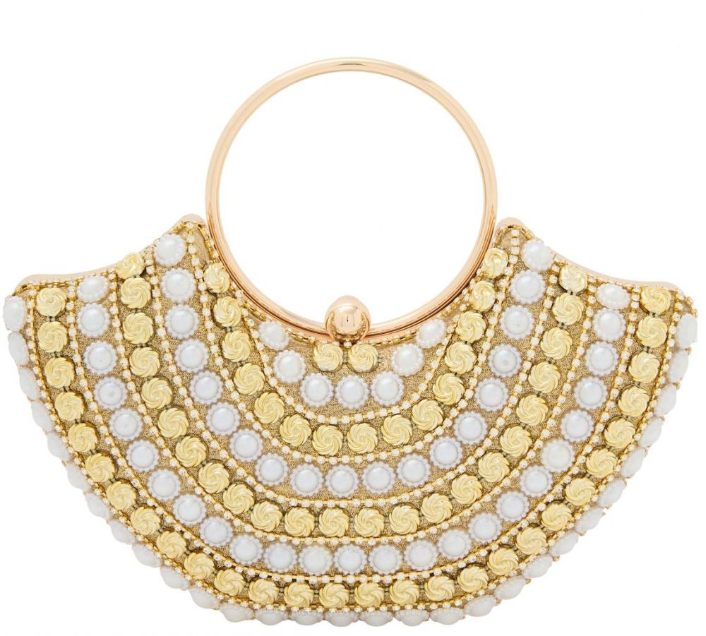 faina Listová kabelka 'Minaudière'  béžová / zlatá