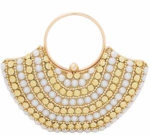 faina Listová kabelka 'Minaudière'  béžová / zlatá