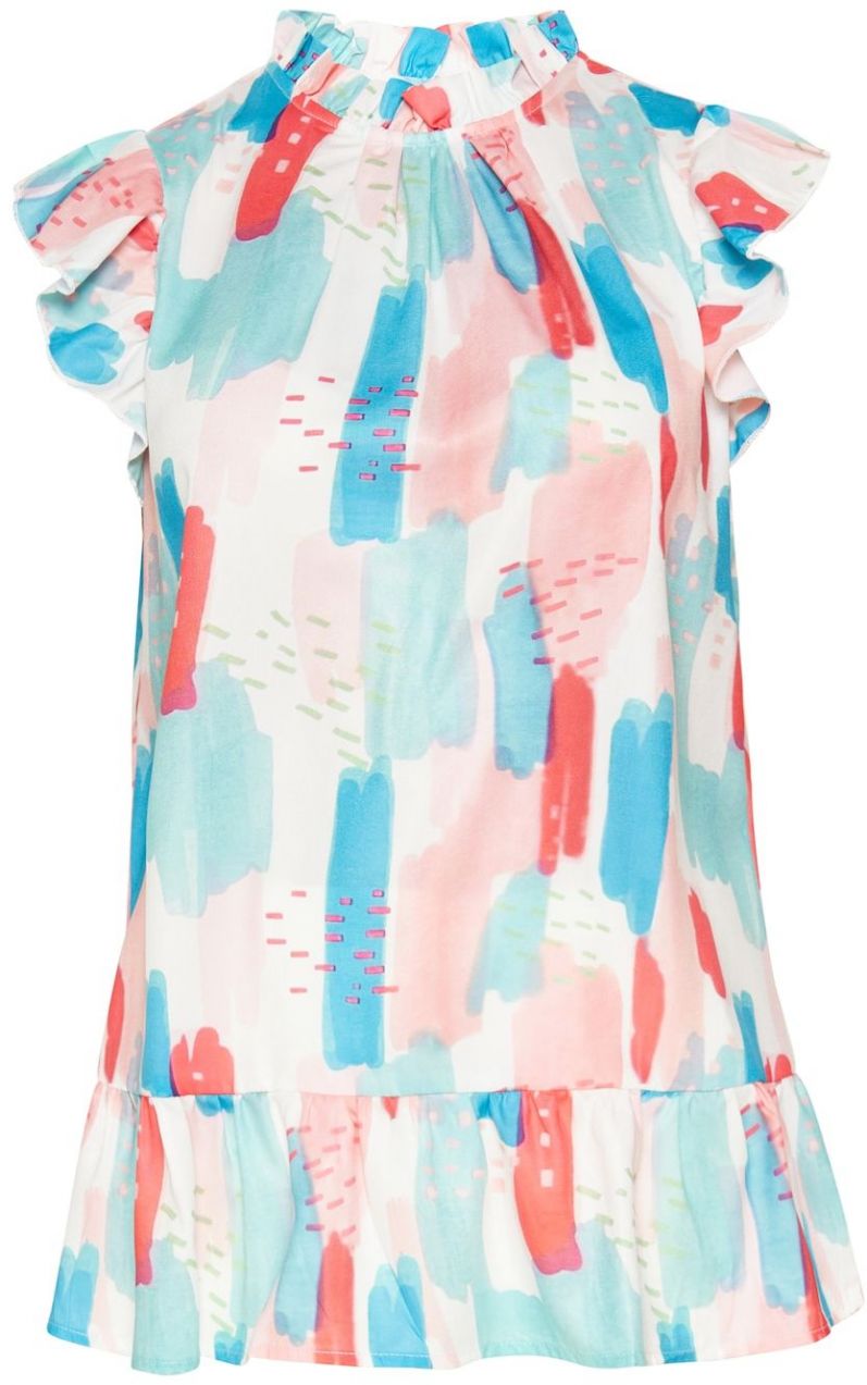 Usha Blúzka 'Fashion Look'  svetlomodrá / rosé / červená / šedobiela