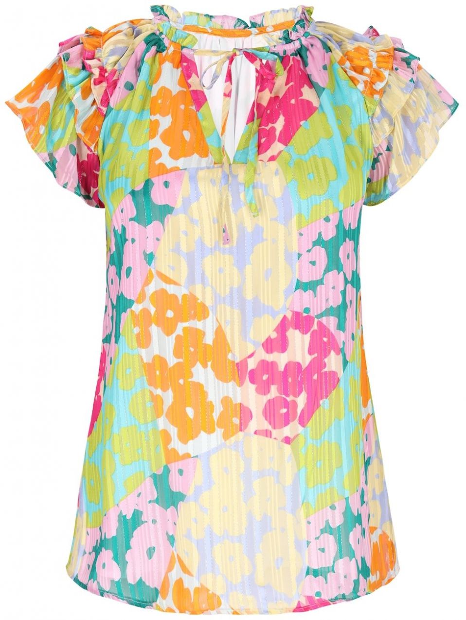 faina Blúzka 'Fashion Look'  petrolejová / kiwi / oranžová / ružová