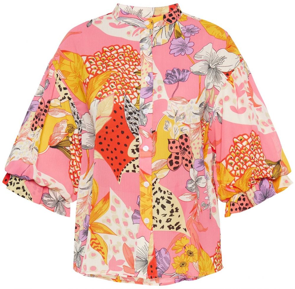 Usha Blúzka 'Fashion Look'  zlatá žltá / levanduľová / svetloružová / červená