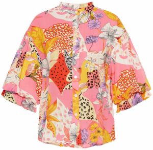 Usha Blúzka 'Fashion Look'  zlatá žltá / levanduľová / svetloružová / červená