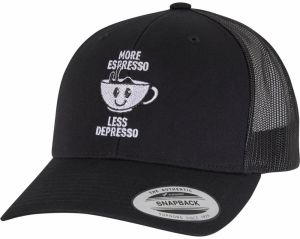 Mister Tee Čiapka 'More Espresso Less Depresso'  čierna / biela