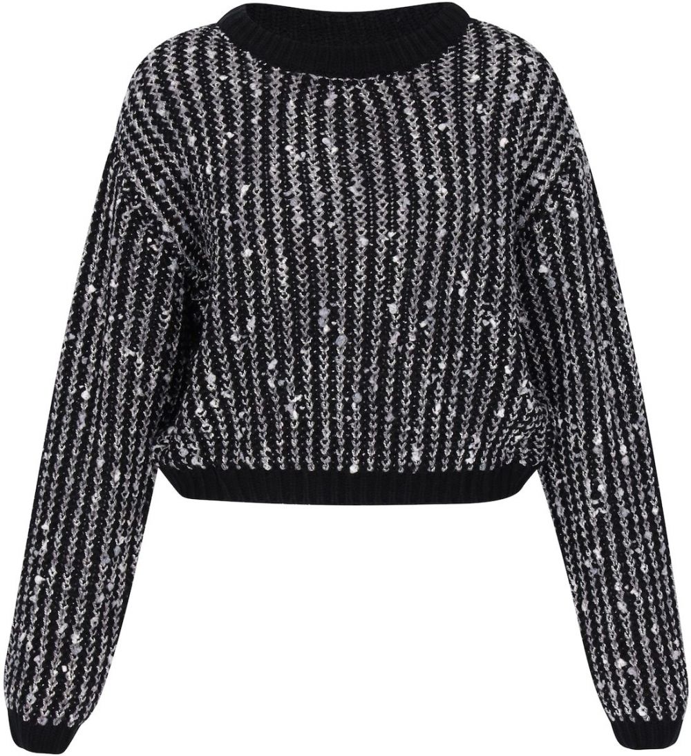 myMo ROCKS Sveter  striebornosivá / čierna / biela