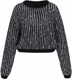 myMo ROCKS Sveter  striebornosivá / čierna / biela