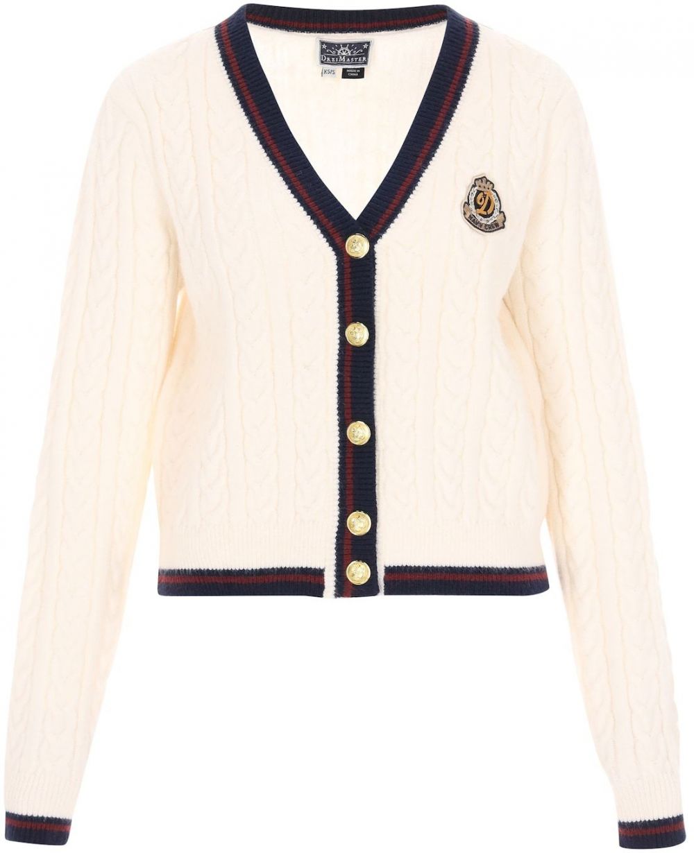 DreiMaster Maritim Kardigán  čierna / šedobiela