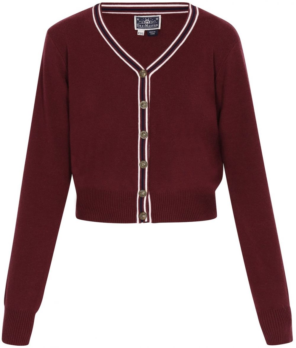 DreiMaster Maritim Kardigán  tmavočervená / biela
