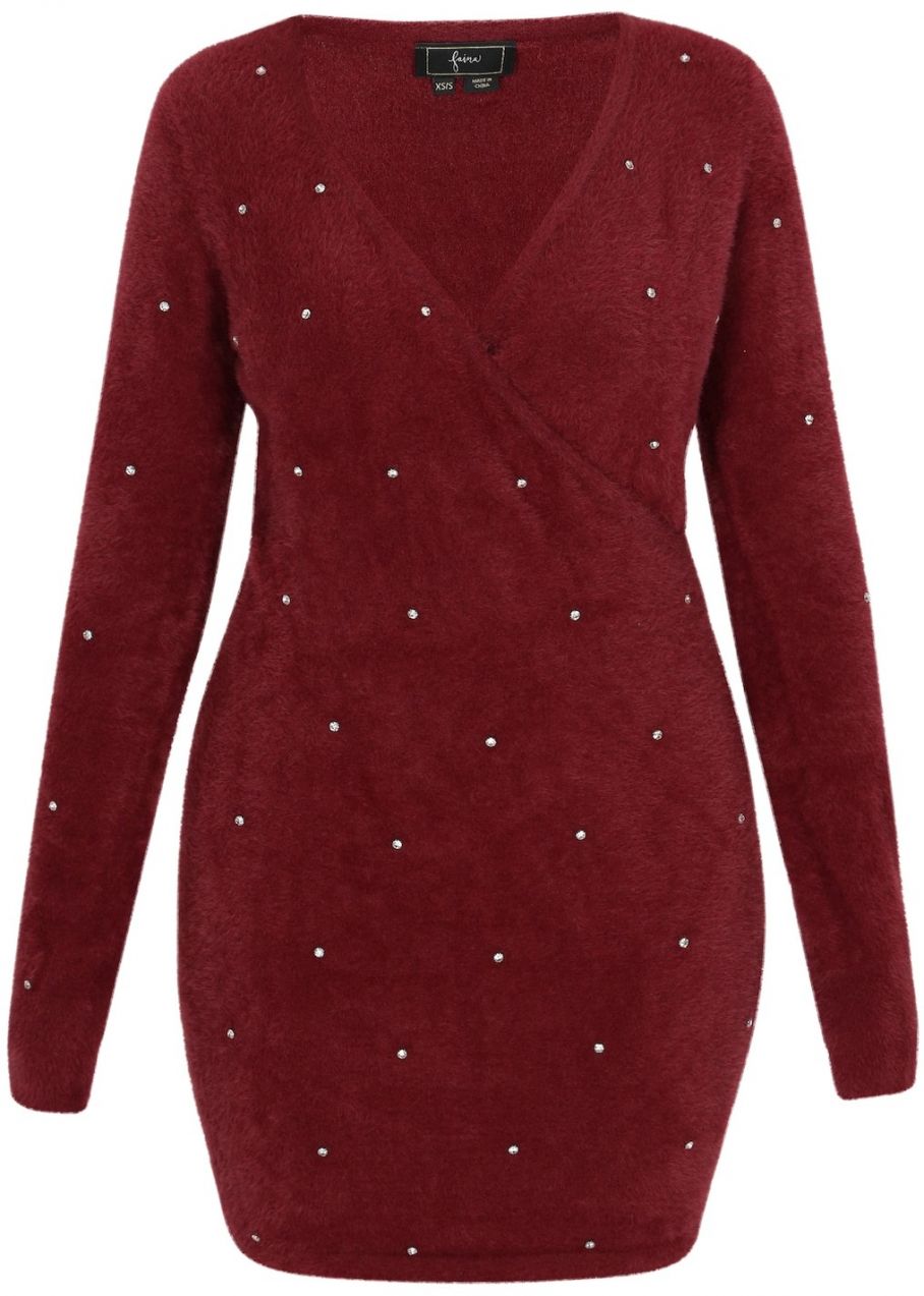 faina Šaty  burgundská / priehľadná