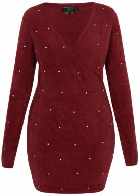 faina Šaty  burgundská / priehľadná