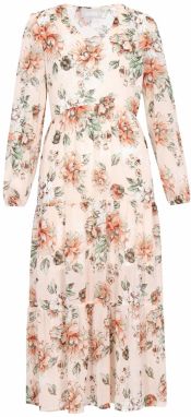 Usha Šaty  béžová / krémová / tmavohnedá / trávovo zelená