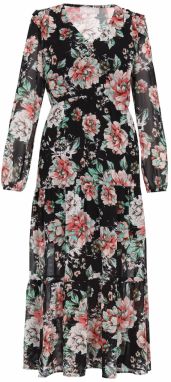 Usha Šaty  trávovo zelená / karmínovo červená / čierna