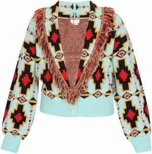 IZIA Kardigán  tyrkysová / červená / čierna