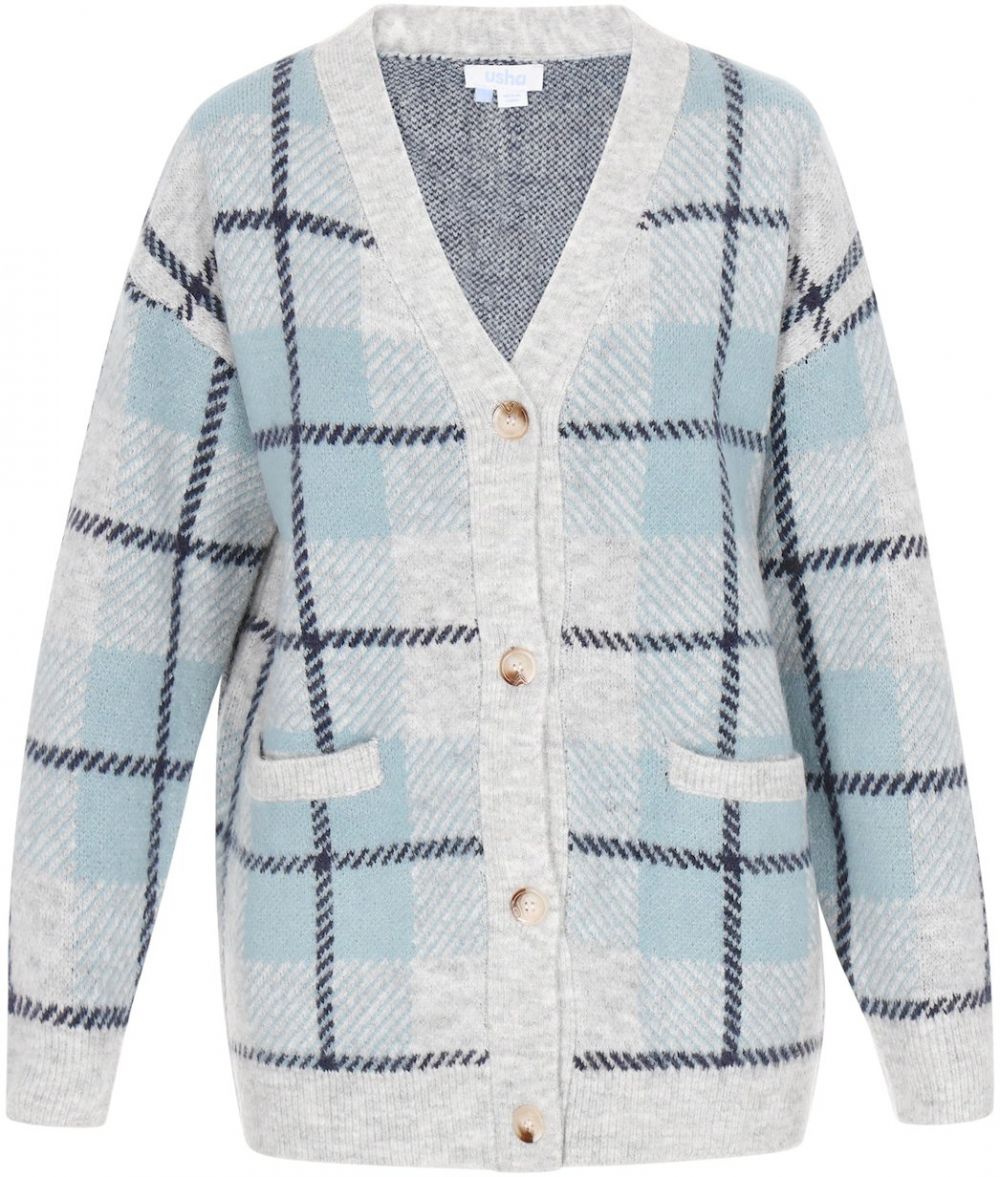 usha BLUE LABEL Kardigán  námornícka modrá / svetlomodrá / svetlosivá