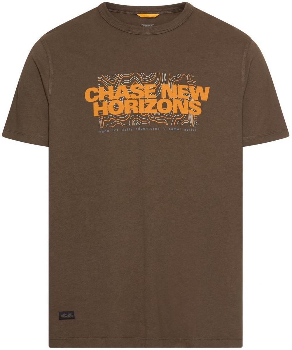 CAMEL ACTIVE Tričko  nebesky modrá / tmavohnedá / oranžová / biela