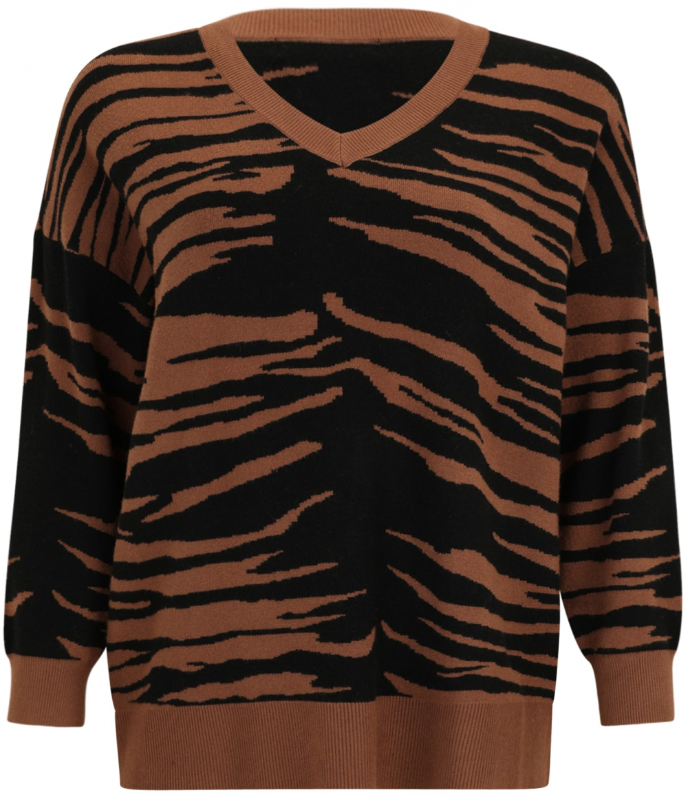 Vero Moda Curve Sveter 'VMCNANCY'  koňaková / čierna