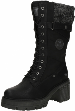 MUSTANG Šnurovacie čižmy  sivá melírovaná / čierna