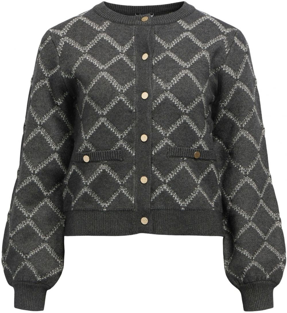 OBJECT Kardigán 'PILUNA'  tmavosivá / biela