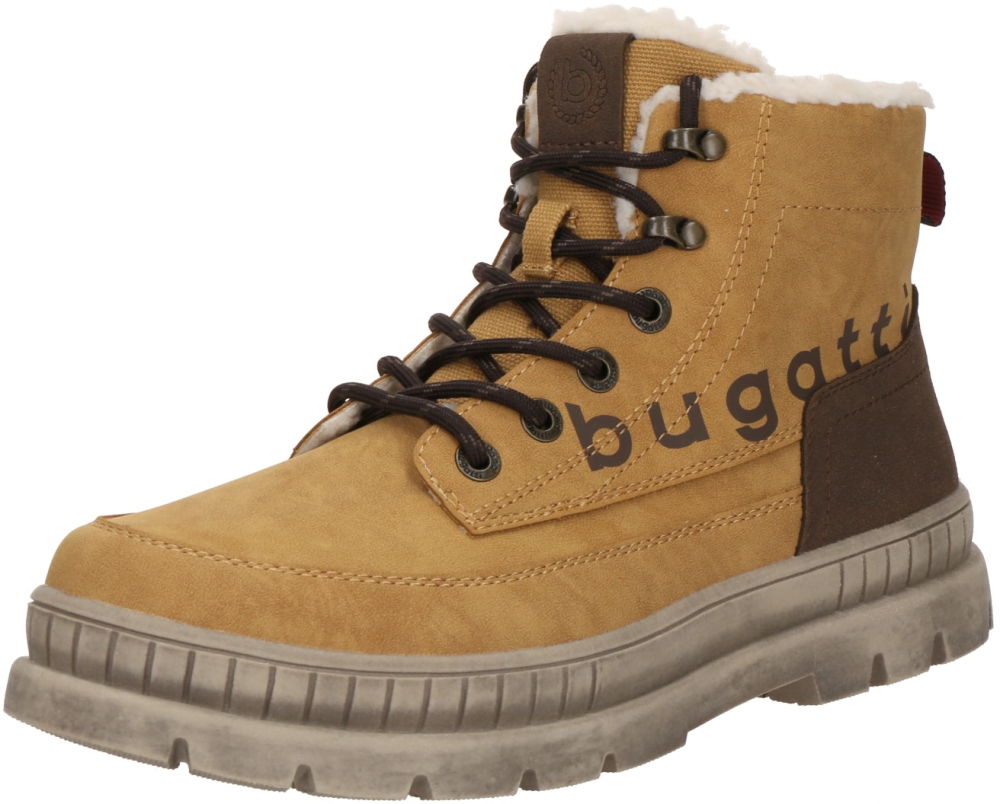 bugatti Šnurovacie čižmy 'AGA'  farba ťavej srsti / hnedá / šedobiela