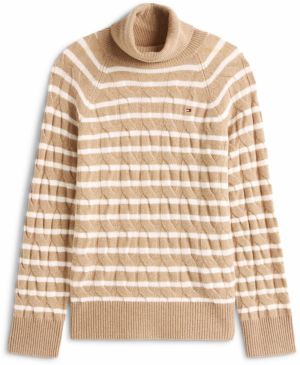 TOMMY HILFIGER Sveter  farba ťavej srsti / biela