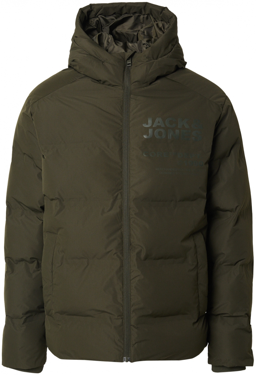 JACK & JONES Zimná bunda 'JCOBOSTON'  svetlosivá / tmavozelená