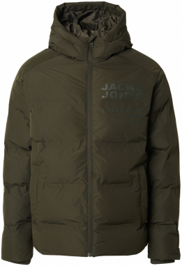 JACK & JONES Zimná bunda 'JCOBOSTON'  svetlosivá / tmavozelená
