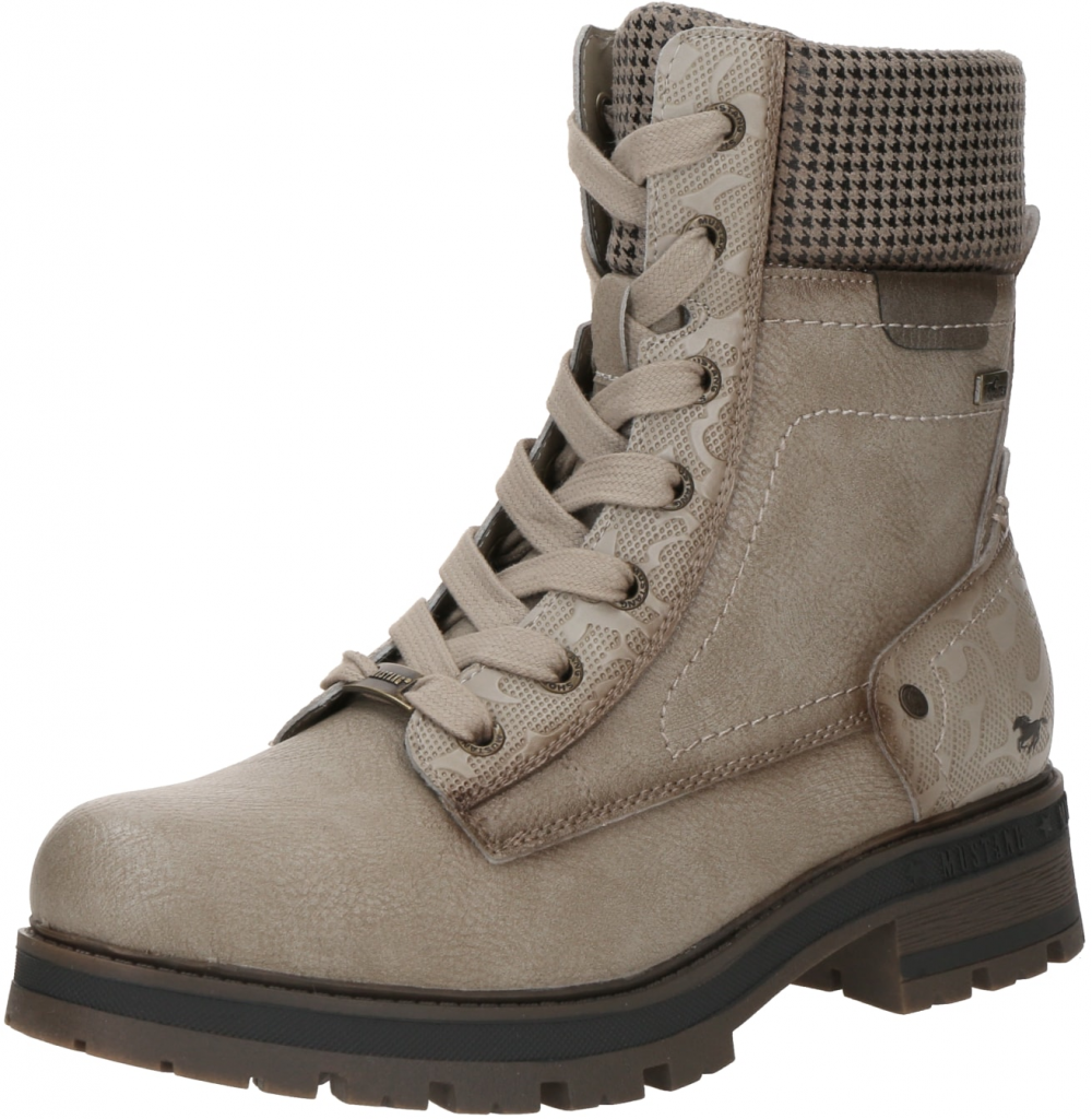 MUSTANG Šnurovacie členkové čižmy  béžová / hnedá / čierna