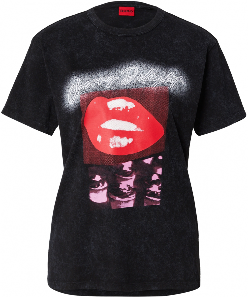 HUGO Tričko 'Damacia_2'  fialová / červená / čierna / biela