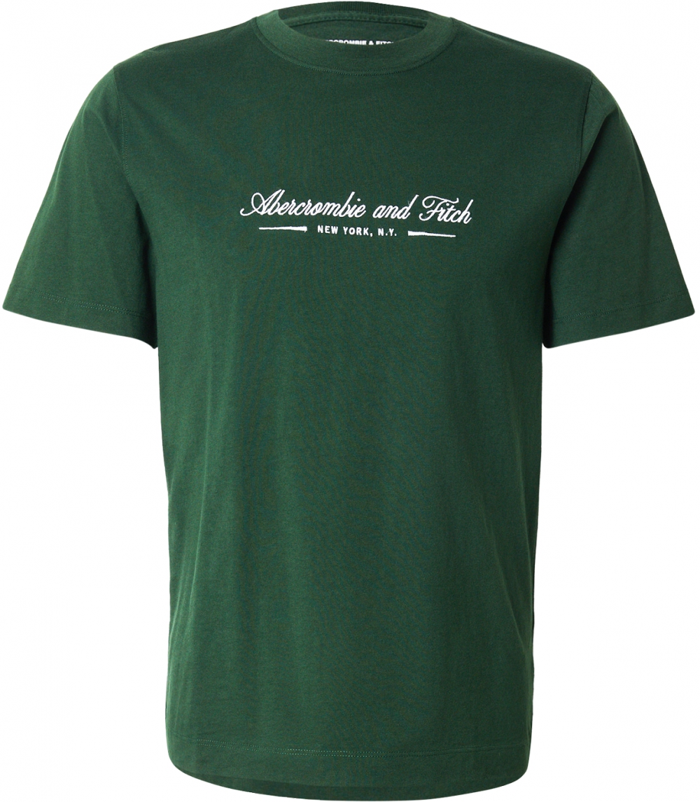 Abercrombie & Fitch Tričko  tmavozelená / biela
